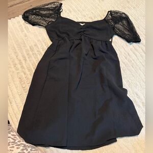 Altar'd State Black Mini Dress with Lace Sleeves